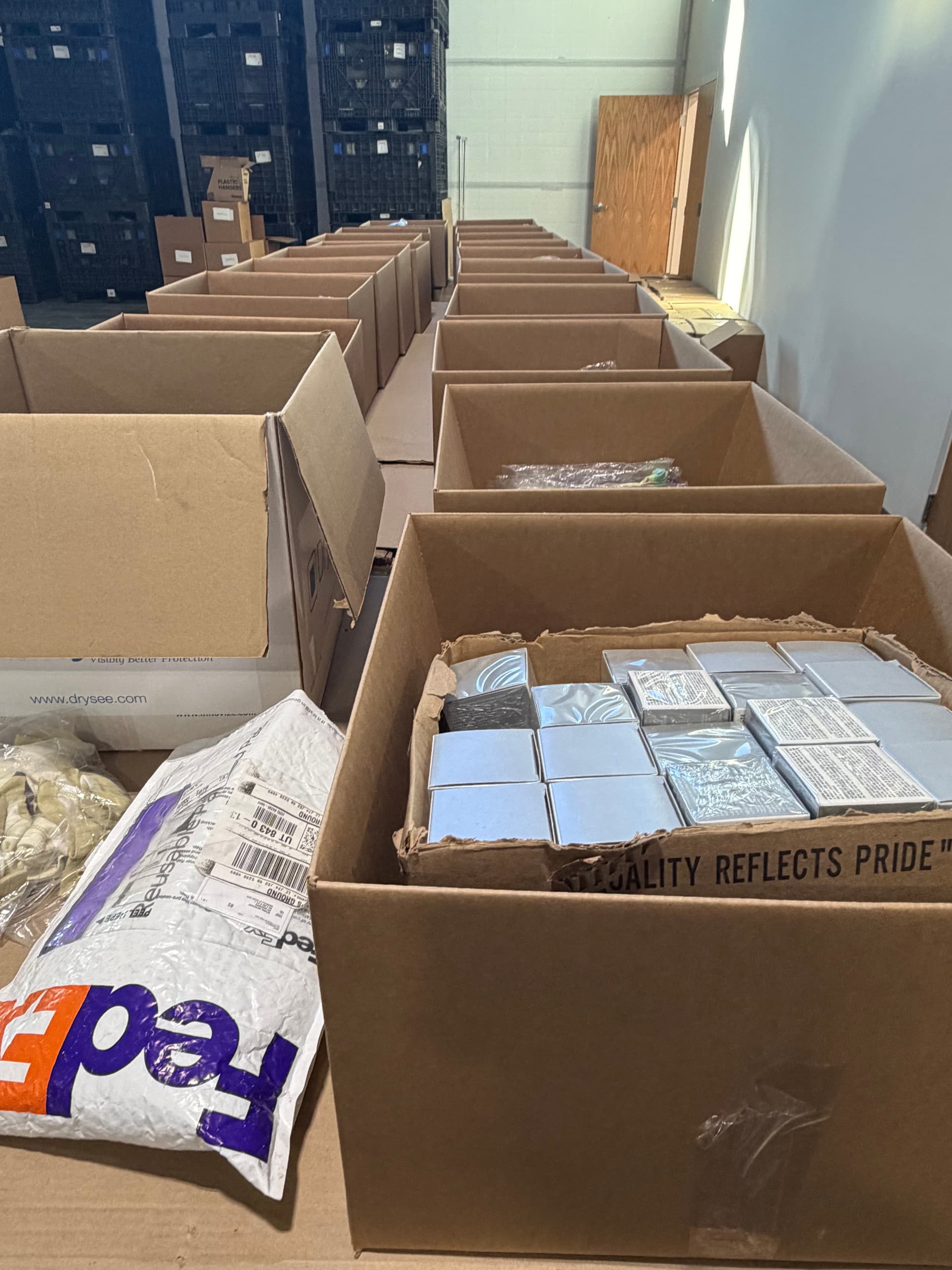 Product boxes ready for fulfillment